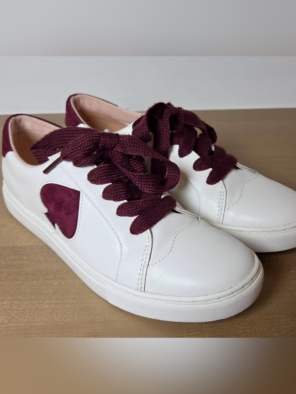 Kate Spade New York Fez Cranberry/White Sneaker Shoes Women’s Size 10B Leather